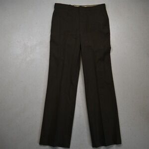 Vtg USA Made 32x32 Brown Wool Flat Front Bootcut Dress Mens Pants